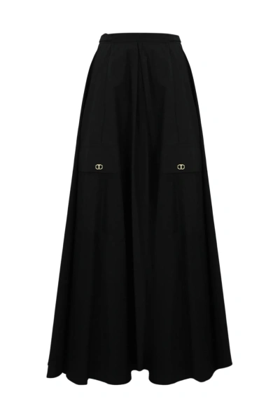 Twinset Poplin Cargo Skirt In Black