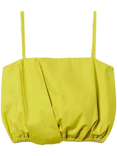 Twinset Poplin Crop Top In Green