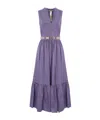 Twinset Long Poplin Dress With Flounce And Belt