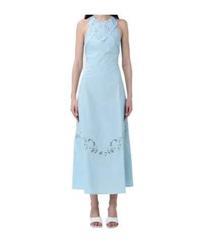 Twinset Broderie-anglaise Halterneck Midi Dress In Multi