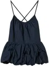 Twinset Poplin Flounce Top In Blue