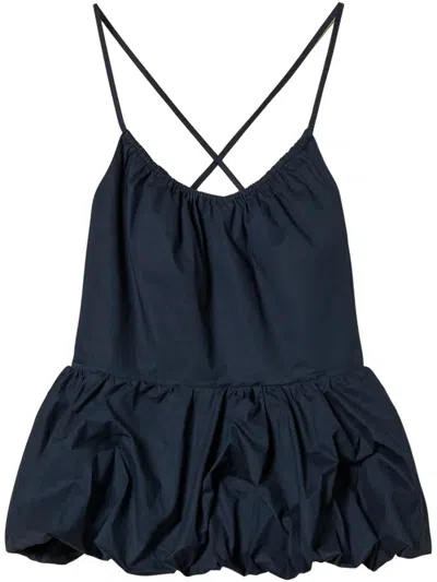 Twinset Poplin Flounce Top In Blue