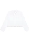Twinset Twin-set Cropped White Cotton Shirt With Delicate Lace Trim In White