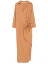 Twinset Twin-set Beige Midi Dress With Wrap Design In Neutrals
