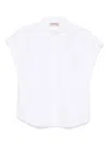 Twinset Twin-set Classic White Cotton Shirt With Puff Sleeves In Weiss
