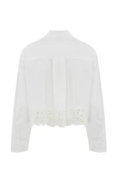 Twinset Poplin Shirt With Lace In White