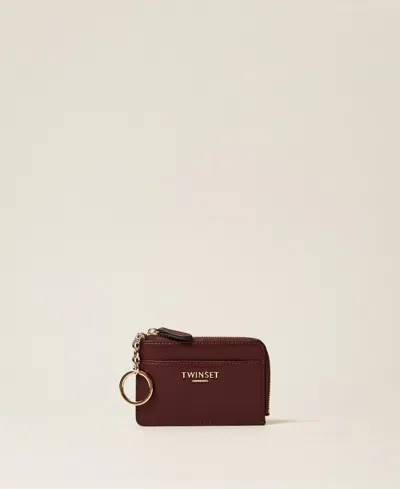 Twinset Porte-cartes Avec Logo Et Porte-clés In Brown