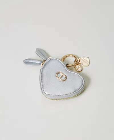 Twinset Porte-monnaie En Caur Avec Logo In Gray