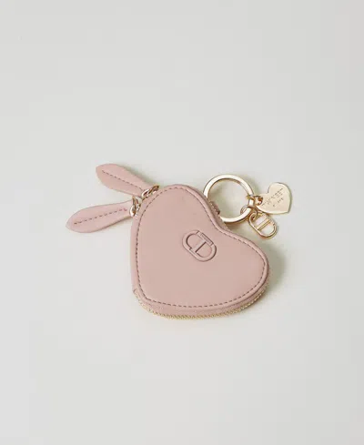 Twinset Porte-monnaie En Caur Avec Logo In Neutral
