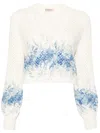Twinset Press-stud Open-knit Cardigan In Neutrals