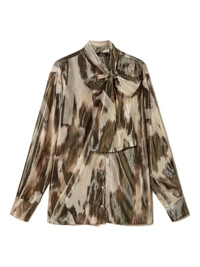 Twinset Print Bow-tie Shirt In Multi