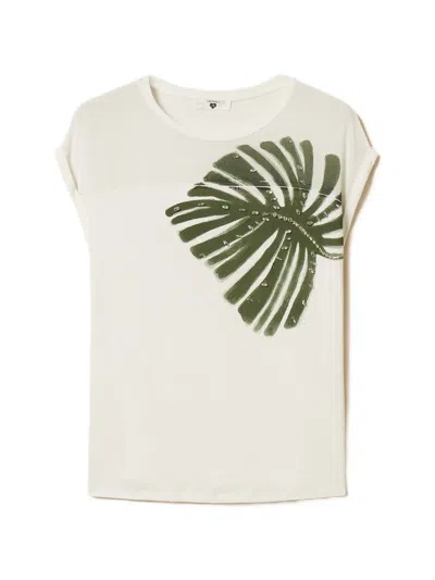 Twinset Print Embroidered T-shirt In White