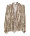 Twinset Animal-print Tie-neck Blouse In Brown