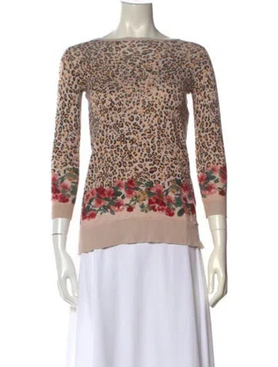 Pre-owned Twinset Printed Bateau Neckline Sweater In Multi