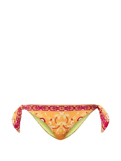 Twinset Printed Bikini Bottom In Orange