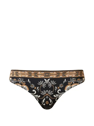 Twinset Printed Bikini Bottoms In Black