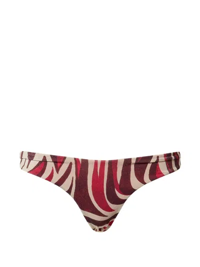 Twinset Printed Bikini Briefs In Red