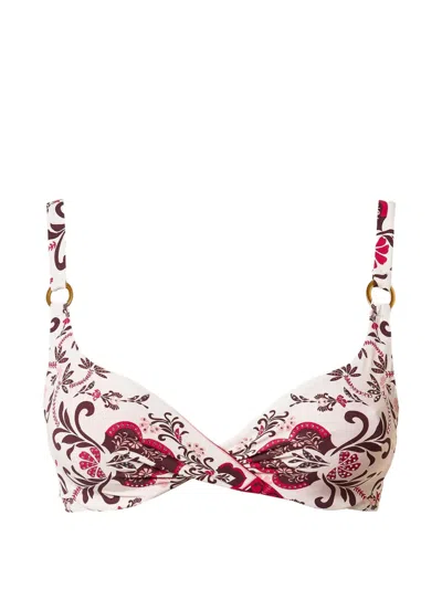 Twinset Printed Bikini Top In Neutral