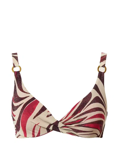 Twinset Printed Bikini Top In Neutral