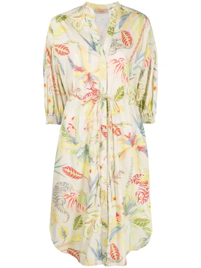 Twinset Abito Chemisier Floreale In Multicolore