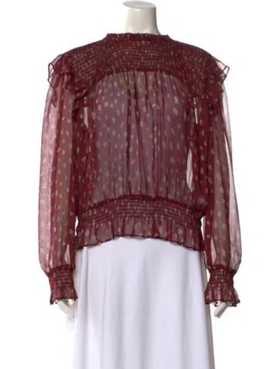 Pre-owned Twinset Printed Crew Neck Blouse In Red