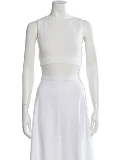 Pre-owned Twinset Printed Crew Neck Crop Top In White