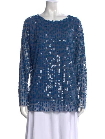 Pre-owned Twinset Printed Crew Neck Top W/ Tags In Blue