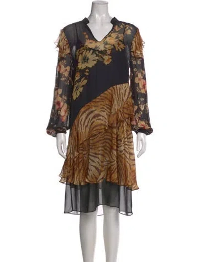 Pre-owned Twinset Printed Knee-length Dress In Brown