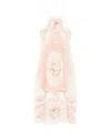 Twinset Midi Dress In White Linen With Print