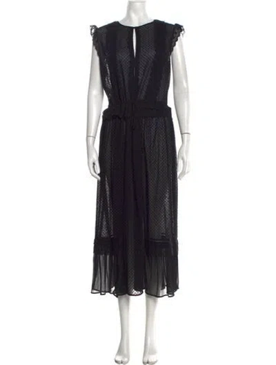 Pre-owned Twinset Printed Long Dress In Black
