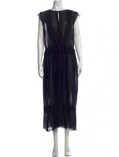 Pre-owned Twinset Printed Long Dress In Blue