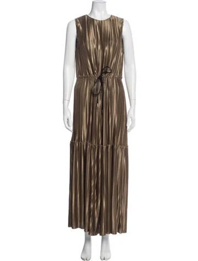 Pre-owned Twinset Printed Long Dress In Brown
