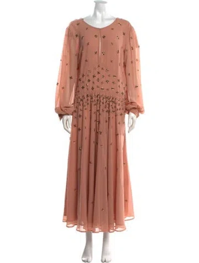 Pre-owned Twinset Printed Long Dress W/ Tags In Pink