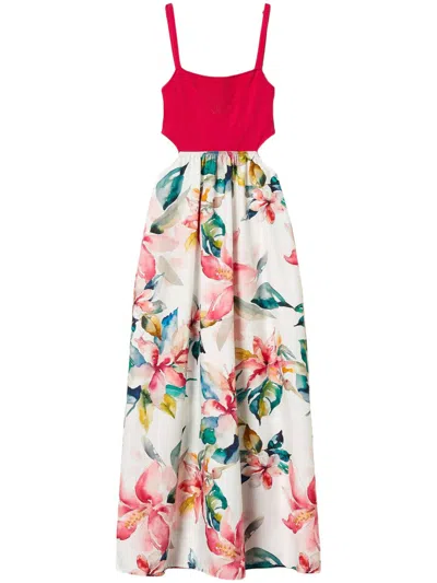 Twinset Printed Maxi Dress In White