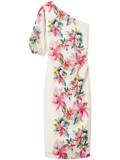 Twinset Printed Midi Dress In White
