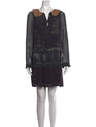 Pre-owned Twinset Printed Mini Dress In Black