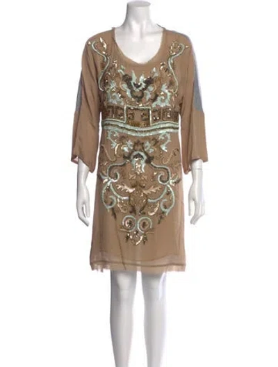 Pre-owned Twinset Printed Mini Dress In Neutral