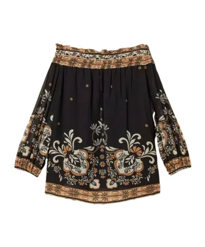 Twinset Printed Off-shoulder Blouse In Black