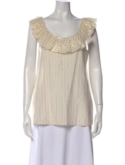 Pre-owned Twinset Printed Scoop Neck Blouse W/ Tags In Neutral