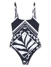 Twinset Printed Swimsuit In Blue