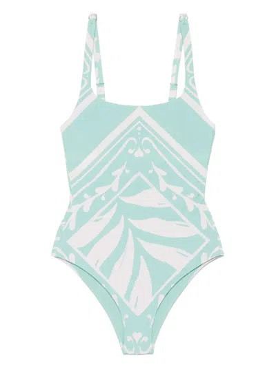 Twinset Printed Swimsuit In Green