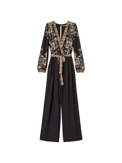 Twinset Printed Tie Jumpsuit In Black