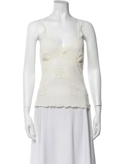 Pre-owned Twinset Printed V-neck Top In Neutrals