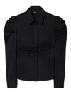 Twinset Puff-shoulder Poplin Shirt In Black