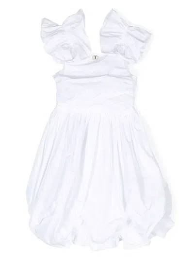 Twinset Kids' Puff-skirt Sleeveless Dress In White