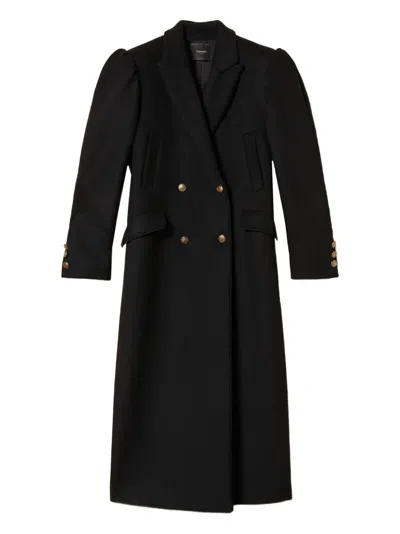 Twinset Puff-sleeve Buttoned Coat In Black