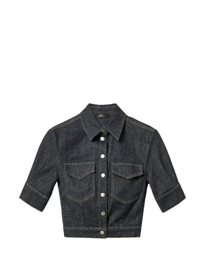 Twinset Puff-sleeve Denim Shirt In Blue