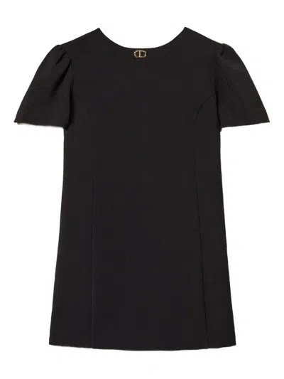 Twinset Kids' Puff-sleeve Mini Dress In Black