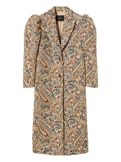 Twinset Puff-sleeve Paisley Coat In Multi