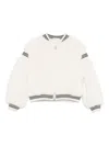 Twinset Puff-sleeve Striped-cuff Jacket In White